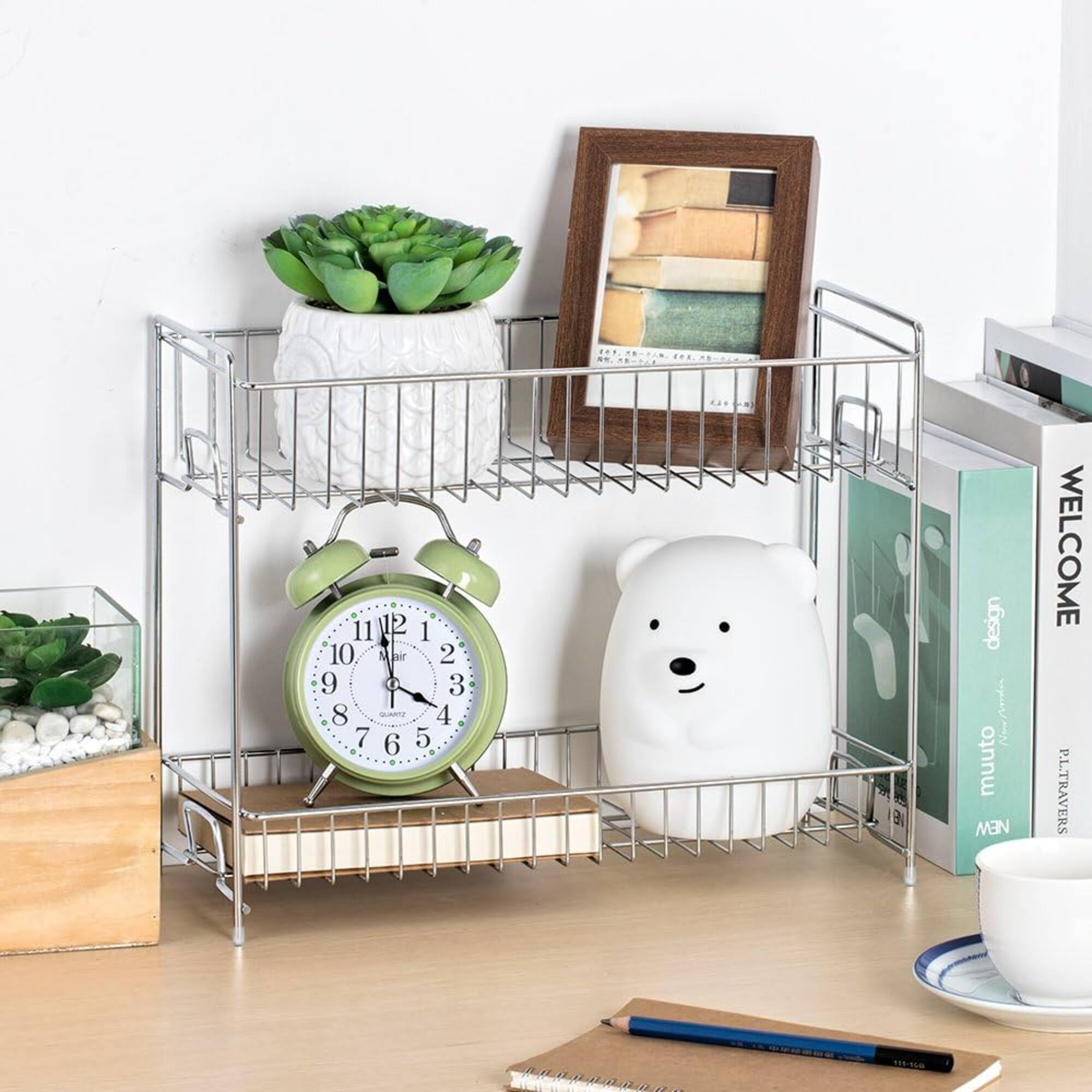 NEX™ Silver 2-Tier Standing Rack Countertop Storage Organizer